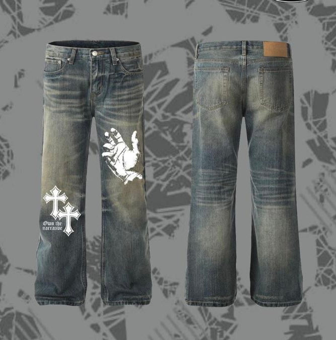 Army green OTN denim trousers by Main Character Energy