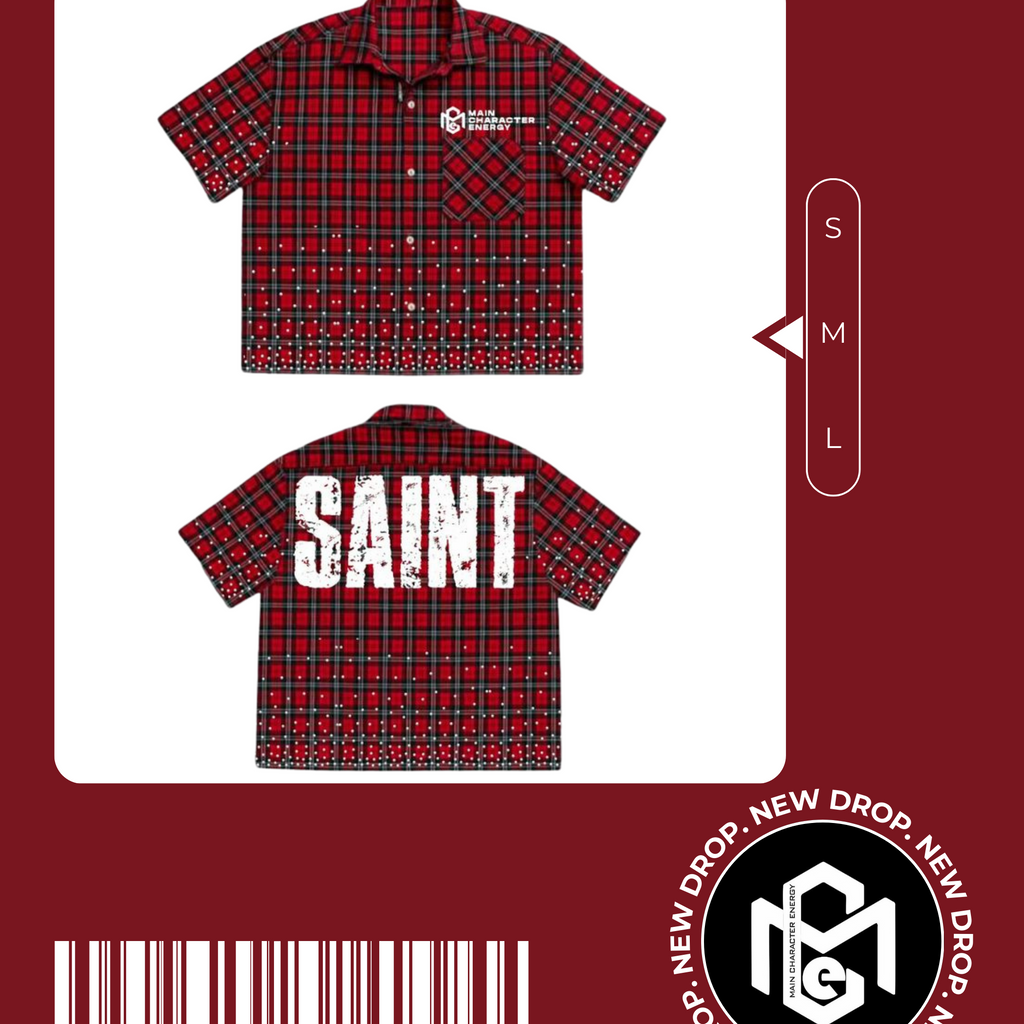 DE’SAINT limited edition plaid shirt by Main Character Energy, front and back design mockup